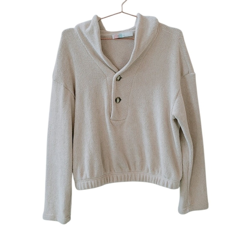 FREE PEOPLE Beach M Tan Beige Dino Pullover Sweater Women